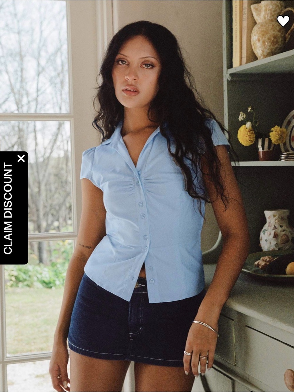 Princess Polly Light Blue Short Sleeve Button-Down tie-back Shirt